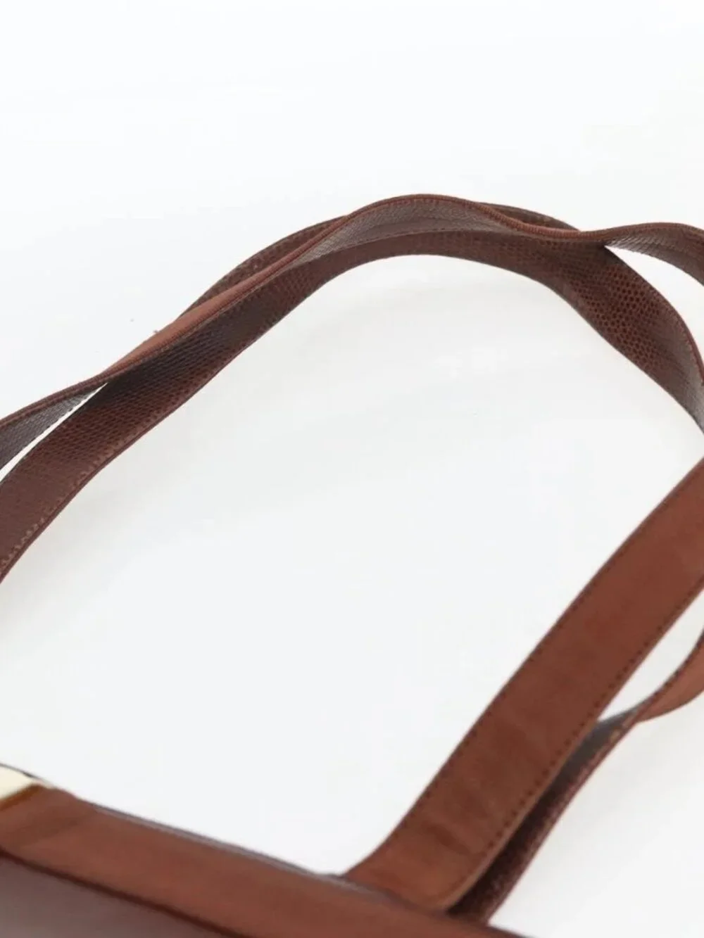 Salvatore Ferragamo Vala Shoulder Bag Leather Brown Gold Auth ka1378